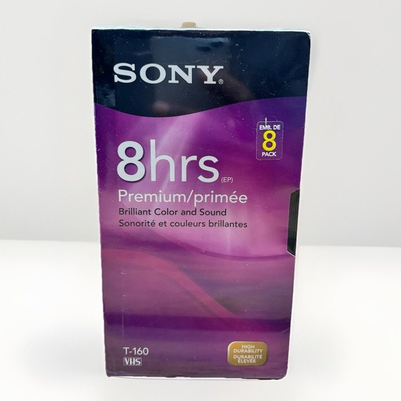 New and sealed (8 pack) Sony VHS‎ tapes  (T - 160VR) 8 hour - Picture 1 of 5